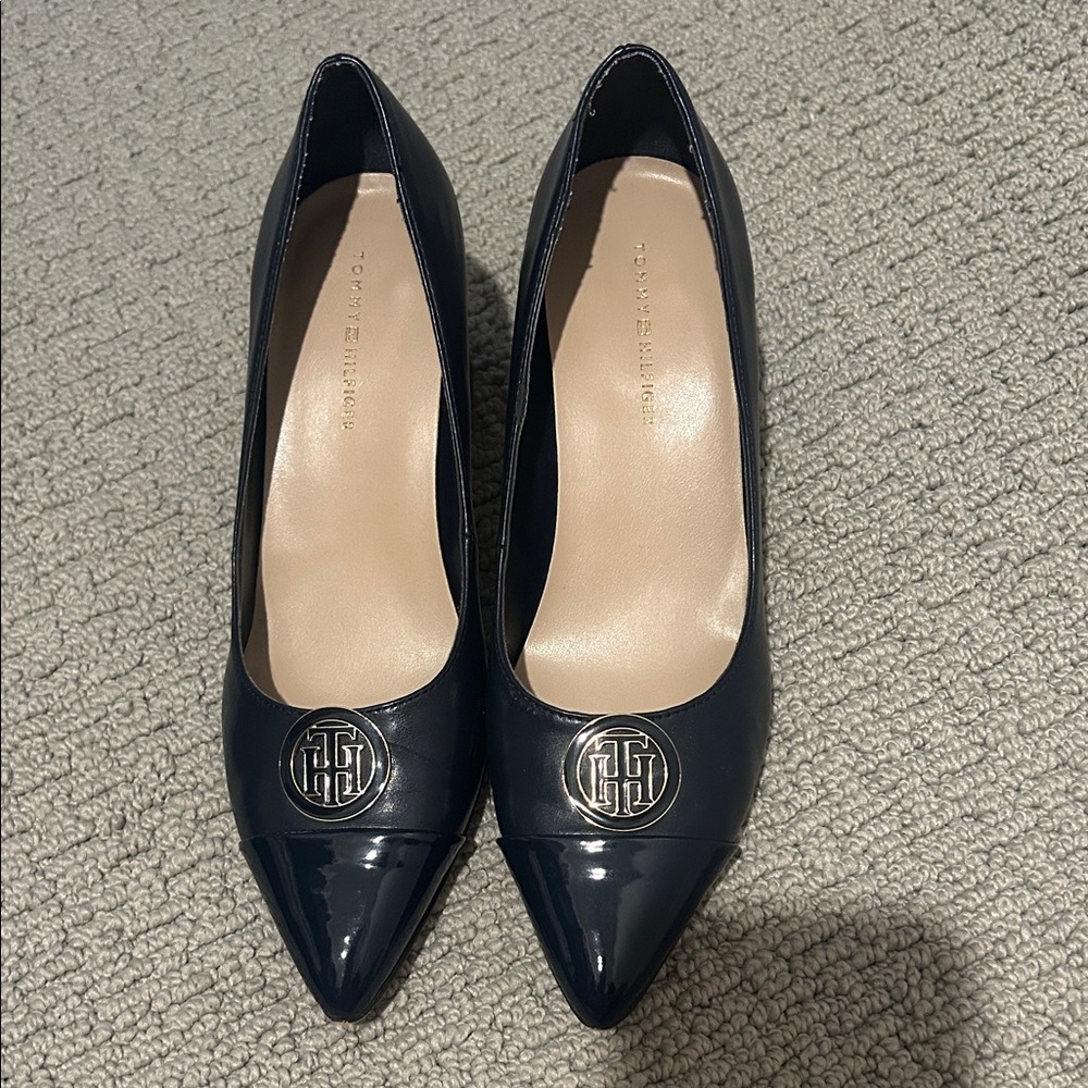 Tommy Hilfiger Navy Heels with Logo Detail